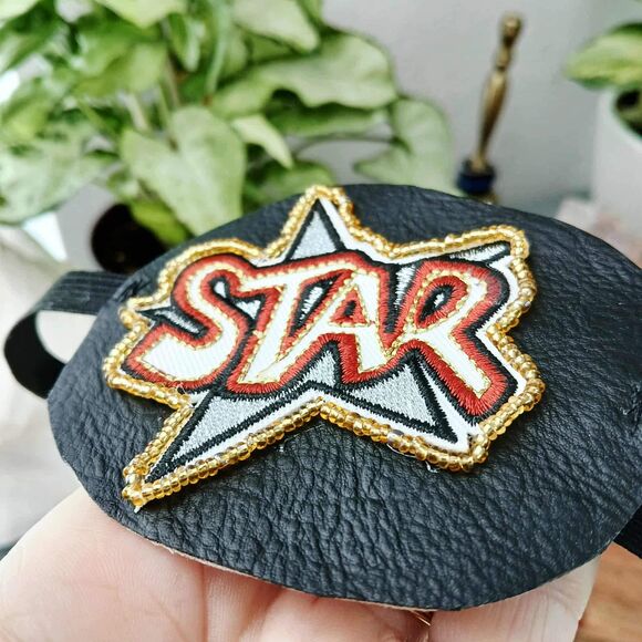 Star Embroidered Beaded Eye Patch, Adjustable Vision Accessory, Ocular, Costume - Picture 2 of 5